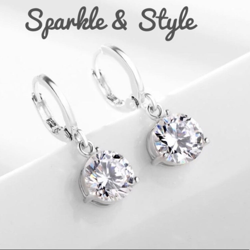 New Silver Diamond Earrings and Necklace set - Picture 2 of 5